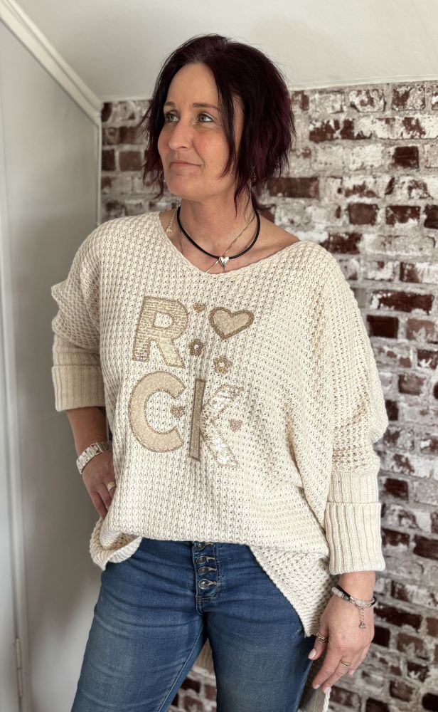 Genser strikket oversized Beige
