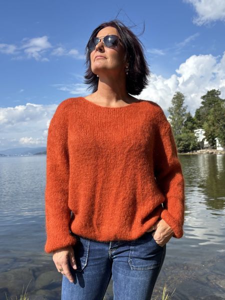 Varm genser m/mohair Rust/Oransje