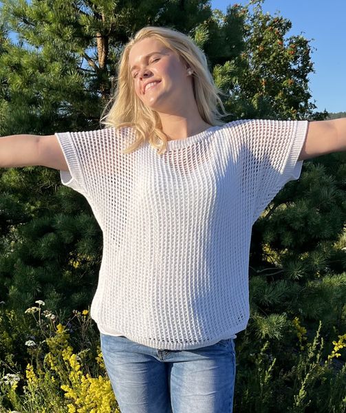 Heklet topp med singlet Hvit
